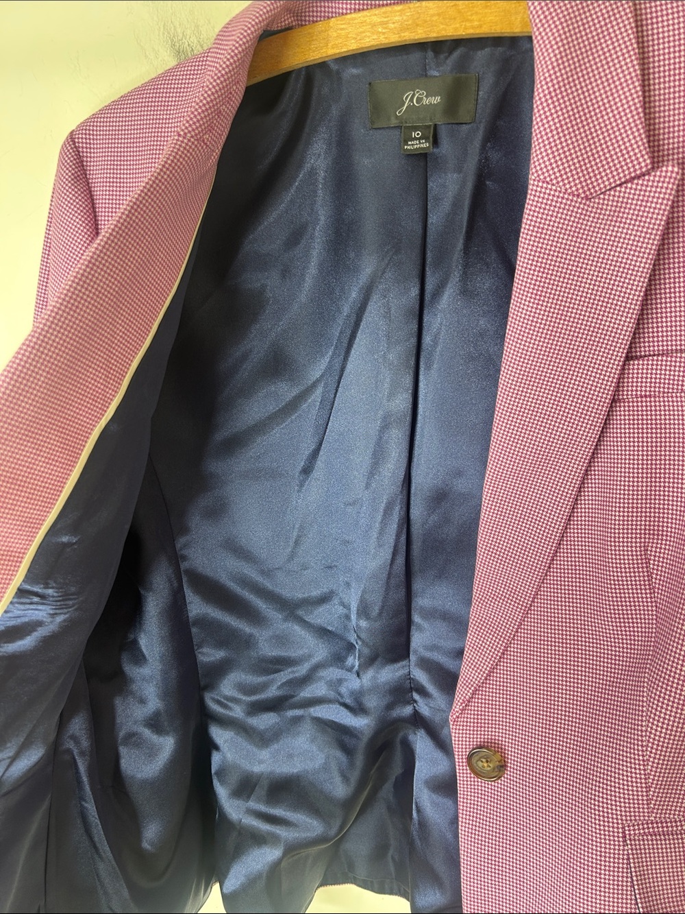 J. CREW Pink Peplum Back Houndstooth Blazer Office Business Size 10 - Picture 13 of 16